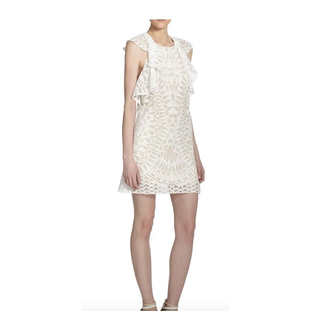 Bcbg Max Azria White Ruffle Mini Dress - Xxs - New With Tags